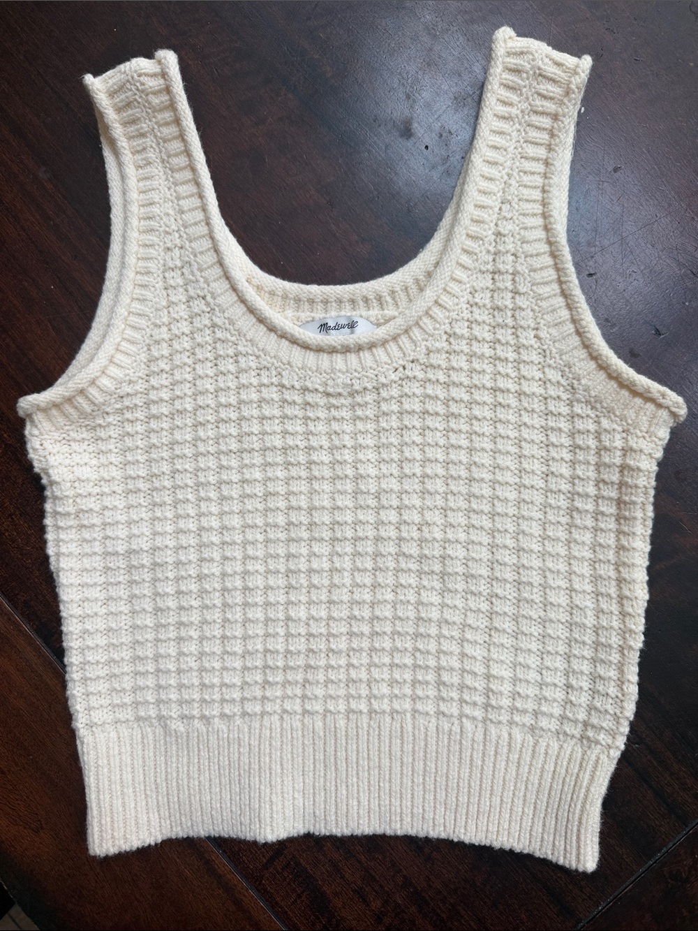Madewell Cream Waffle-Knit Tank Sweater